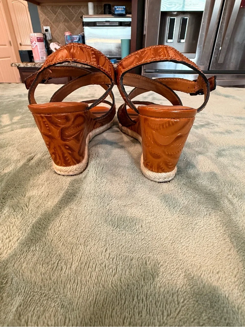 Patricia Nash Tooled Leather Wedge Espadrille Sandals Women’s US 7.5